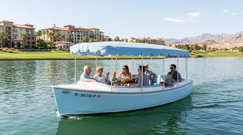 Regular electric boat on Lake Las Vegas